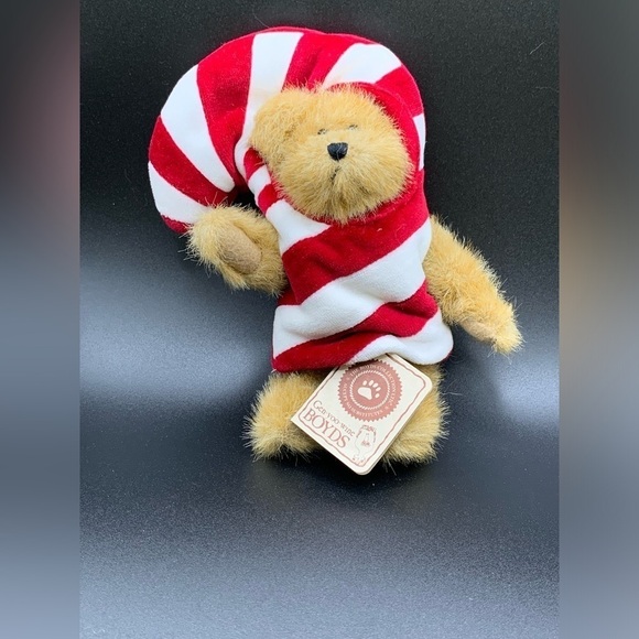 NWT 7" Boyds Bears C C Peekers Candy Cane Bear Style 913984 Best Dressed 2002 - Picture 4 of 5